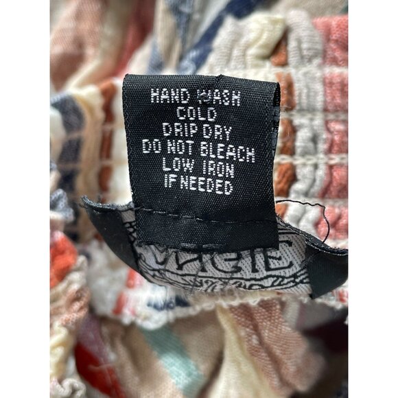 Angie Halter Top Size Small Striped Sleeveless Smocked Rayon Multicolor Summer - Picture 5 of 6